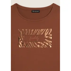 Langarm T-Shirt mit Pailletten-Logo für Damen Freddy image-2
