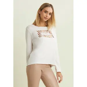 Langarm T-Shirt mit Pailletten-Logo für Damen Freddy image-2