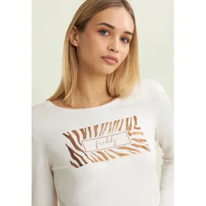 Langarm T-Shirt mit Pailletten-Logo für Damen Freddy image-4