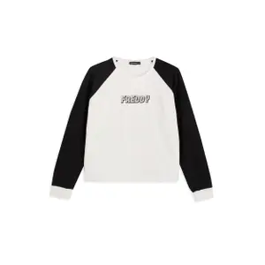 Zweifarbiger Crop-Sweatshirt mit Raglanärmeln für Damen Freddy image-0