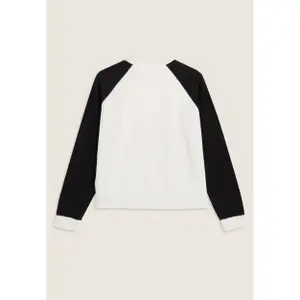 Zweifarbiger Crop-Sweatshirt mit Raglanärmeln für Damen Freddy image-1