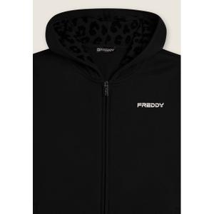 Hooded tracksuit with animal print and side slits for women Freddy image-2