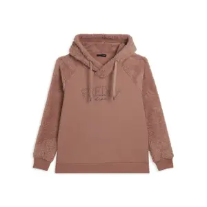 Damen Hoodie mit gekreuzter Kapuze und Sherpa-Ärmeln Freddy