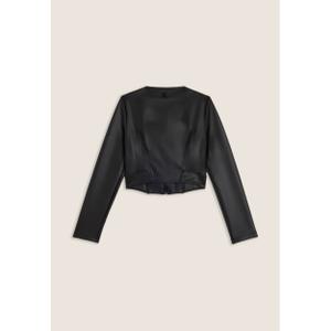 Women's leather jacket with metal zipper Freddy image-1