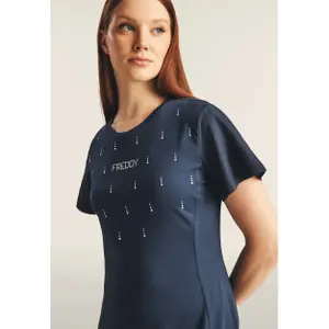 Damen T-Shirt Kleid mit glitzerndem Modaljersey Freddy image-4