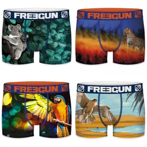 Boxer en polyester recyclé imprimé animaux tropiques Freegun (x4) image-0