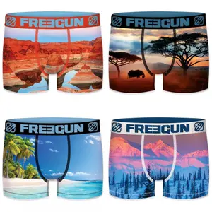 Boxer en polyester recyclé imprimé paysage de voyage Freegun (x4) image-0