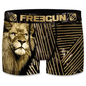 Children's boxer shorts in recycled polyester with wild animal print Freegun (x4) image-1