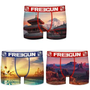 Boxer en polyester recyclé imprimé paysage Freegun (x3) image-0