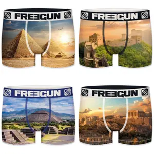 Boxer en polyester recyclé imprimé paysage Freegun (x4) image-0