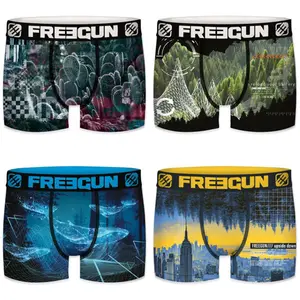 Children's landscape printed recycled polyester boxer shorts Freegun (x4) image-0