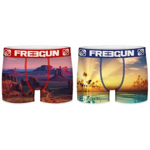 Set of 2 recycled polyester boxer shorts with children's landscape print Freegun image-0
