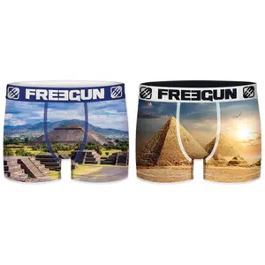 Set of 2 recycled polyester boxer shorts with children's landscape print Freegun image-0