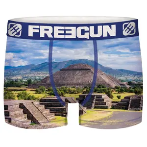 Children's landscape print boxer shorts in recycled polyester Freegun (x4) image-1
