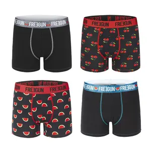 Boxer en coton imprimé bio fruits Freegun (x4) image-0