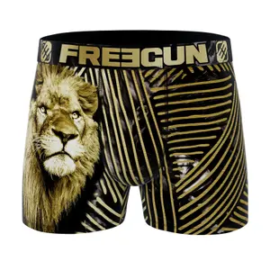 Recycled polyester boxer shorts with lion print for kids Freegun image-0