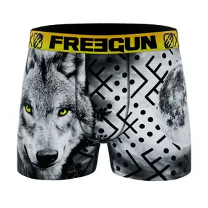 Boxer in recycled polyester with wolf print for children Freegun image-0