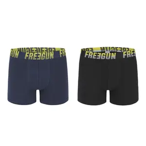 Lot de 2 boxers en coton uni ceinture colorée Freegun image-1