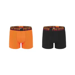 Lot de 2 boxers en coton uni ceinture colorée Freegun image-0