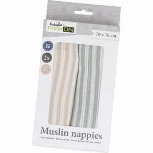 Cotton Muslin Swaddle for Babies FreeON by Bubaba Green Stripes image-1