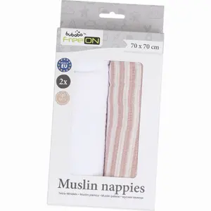Cotton Muslin Swaddle for Babies FreeON by Bubaba Pink Stripes image-1
