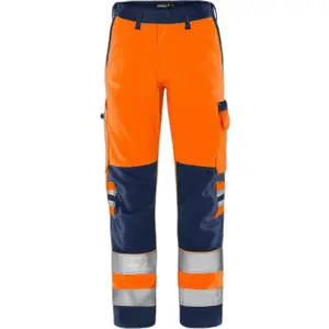 High visibility class 2 work trousers Fristads Green 2651 GPLU image-0