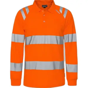 High visibility long sleeve polo Fristads Classe 3 7864 GPST image-0
