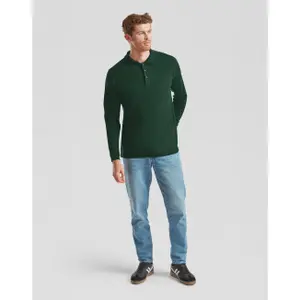 Long sleeve polo shirt Fruit of the Loom Premium image-2
