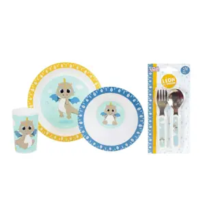 Posate in acciaio inox per bambini Fun House Leon Le Dragon image-1