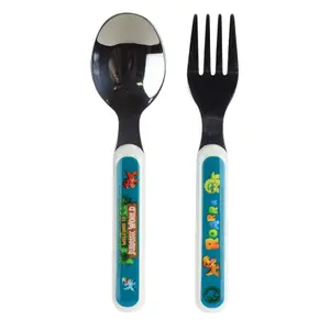 Sztućce ze stali nierdzewnej, widelec i łyżka dla dzieci Fun House Jurassic World image-0
