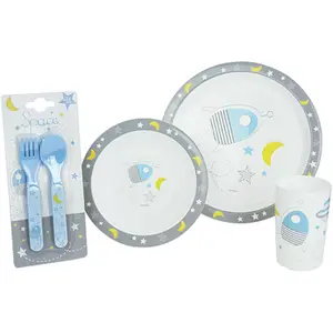 Children's glass dinner plate/cutlery set Fun House Espace image-0