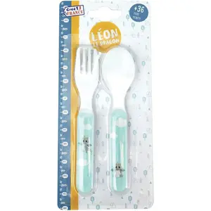Crockery set 2 glasses, 2 cutlery sets and 2 children's plates Fun House Leon Le Dragon image-3