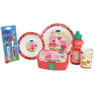 Children's dinnerware set glass soup plate, plate, cutlery and flask Fun House Peppa Pig image-0