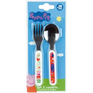Children's dinnerware set glass soup plate, plate, cutlery and flask Fun House Peppa Pig image-5