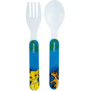 Tableware set: glass, deep plate, plate, mug, water bottle, snack box, and 2 children's cutlery. Fun House Disney Le Roi Lion image-1