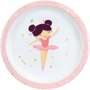Tableware set: glass, deep plate, flat plate, cutlery, water bottle, and snack box for girls. Fun House Ballerine image-1