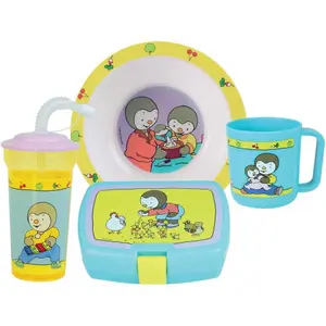 Bowl plate set, mug, straw cup and 1 kids' snack box Fun House T'Choupi
