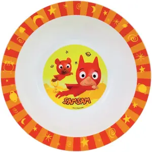 Glass dinner set, soup plate, plate, 2 pieces of cutlery and girl plush toy Fun House Samsam image-3