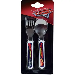 Glass dinnerware set soup plate, straw glass, 2 sets of children's cutlery Fun House Disney Cars image-3