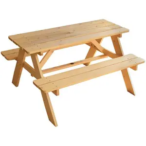 Wooden picnic table with girl's parasol Fun House Licorne image-1