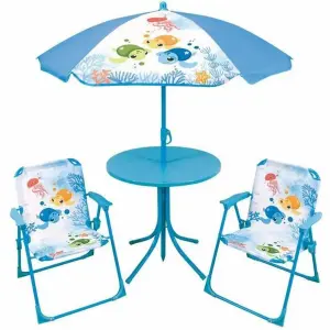 Table + 2 chairs + children's parasol Fun House Ma Petite Carapace image-0