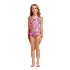 1-piece baby girl swimsuit Funkita belted frill image-0