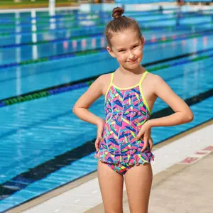 1-piece baby girl swimsuit Funkita Eco Belted Frill image-1