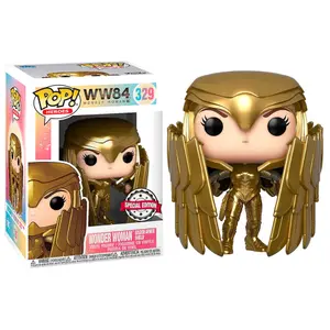Figurine Funko Pop DC Comics Wonder Woman 84 - Wonder Woman Gold Shield Metallic Exclusive image-1