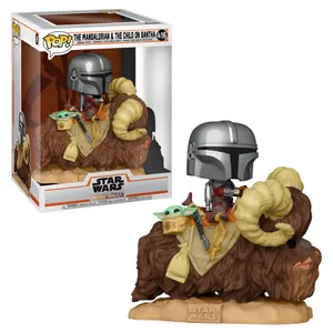 Figurina Funko Pop Star Wars The Mandalorian Mando on Bantha with Child in Bag image-1