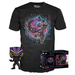 Φιγούρα Funko POP & T-shirt Marvel Wakanda Forever Black Panther Exclusive image-1