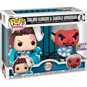 Figurine Funko POP Demon Slayer Kimetsu no Yaiba Tanjiro Kamado & Sakonji Urokodaki (x2) image-1