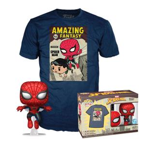 889698779463-t-shirt-and-figurine-set-funko-spiderman-comic-cover-multicolour