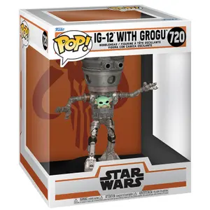 Figurine Funko Pop Deluxe Star Wars The Mandalorian IG-12 with Grogu image-0