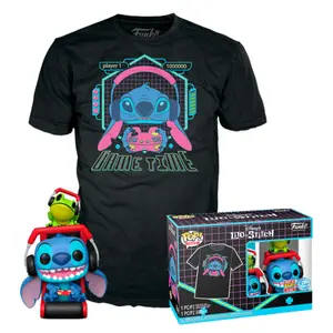 Φιγούρα και μπλουζάκι Funko Pop Disney Stitch Gamer Stitch Frog image-0